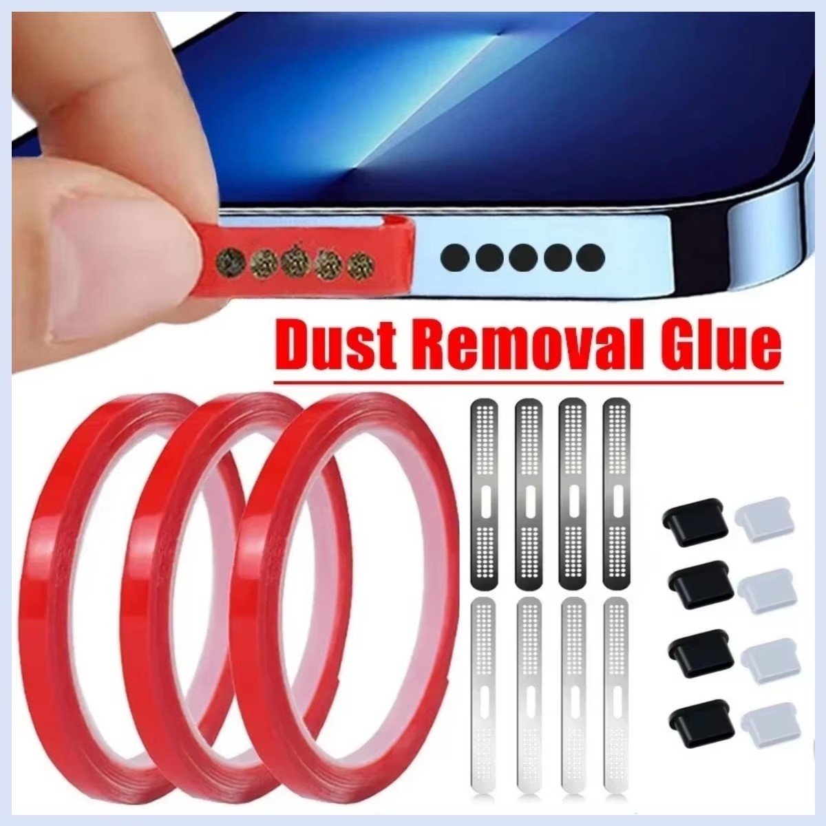 Dust Removal Sticker - Universeller Staubschutzkleber für Handy-Lautsprecher, Lautsprecherabdeckung, Reinigungsset